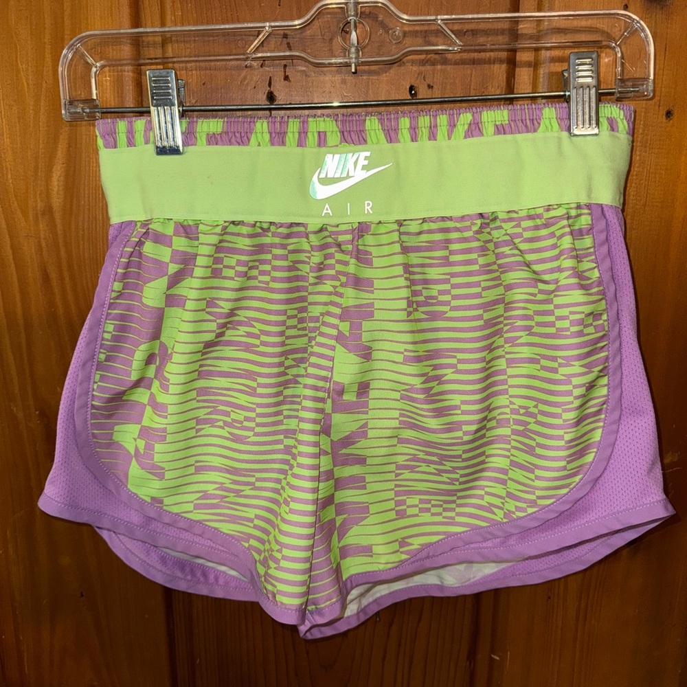 Nike Air Women's Lime Green and Lavender Shorts